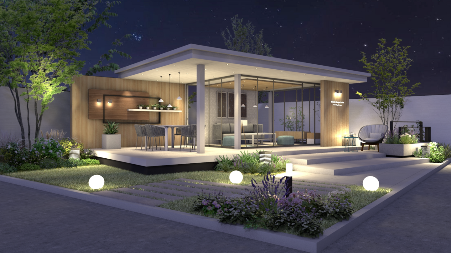 エクステリアのCADパースナイトシーン